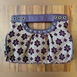 Apt 9 Embroidered Purple Floral Clutch Bag